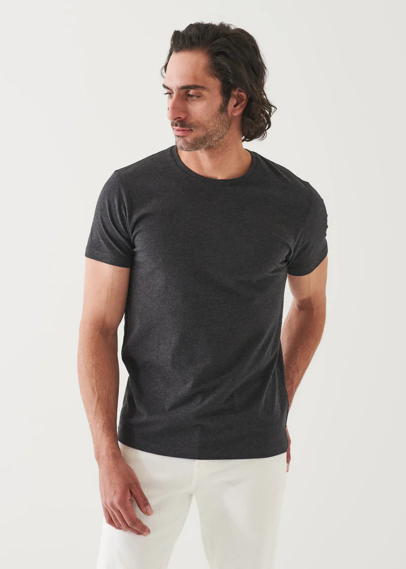 Patrick Assaraf Iconic Pima Cotton Stretch T-Shirt in Charcoal