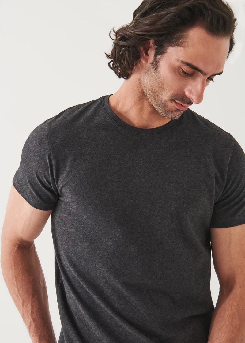 Patrick Assaraf Iconic Pima Cotton Stretch T-Shirt in Charcoal