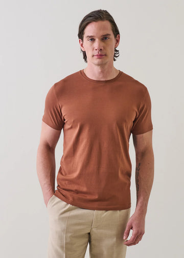Iconic Pima Cotton Stretch T-Shirt in Brick