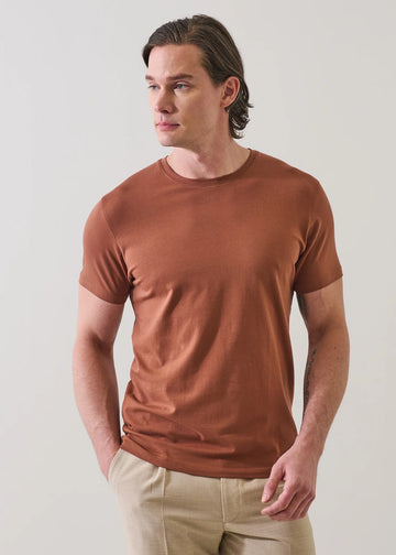 Iconic Pima Cotton Stretch T-Shirt in Brick