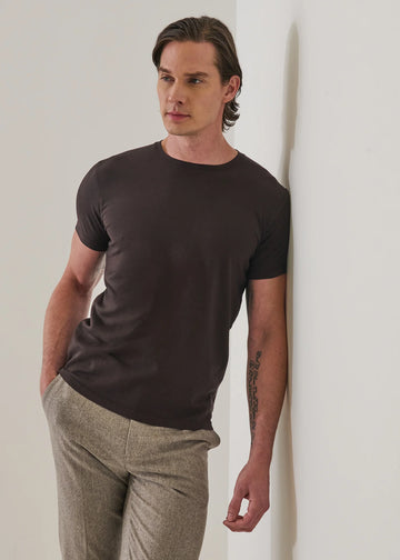 Iconic Pima Cotton Stretch T-Shirt in Ganache