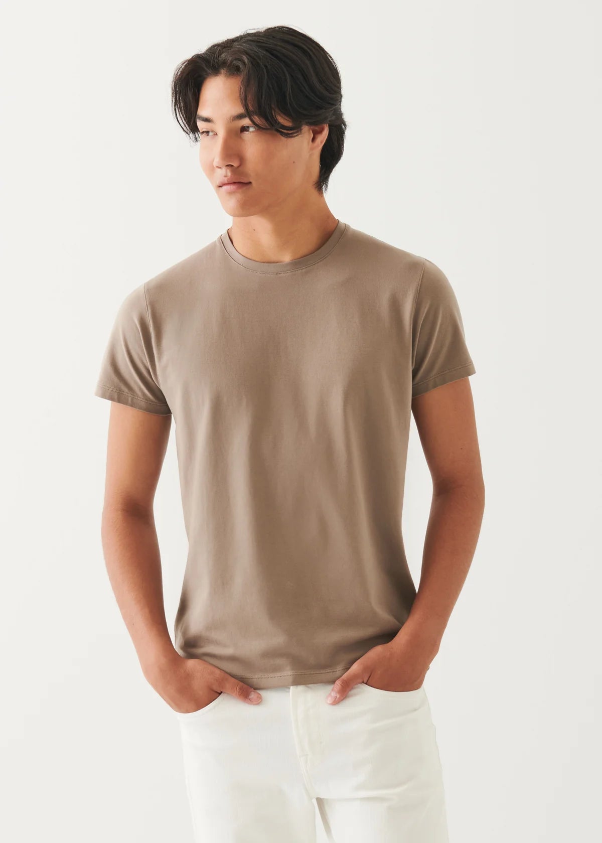 Iconic Pima Cotton Crew Neck in Beechnut