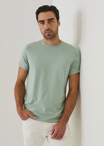 Iconic Pima Cotton Stretch T-Shirt in Sunfaded Green