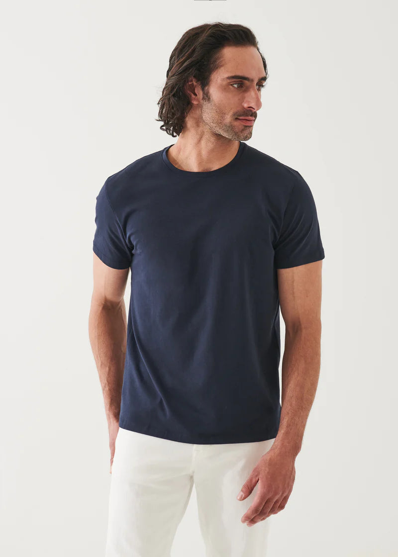 Patrick Assaraf Iconic Pima Cotton Stretch T-Shirt in Navy