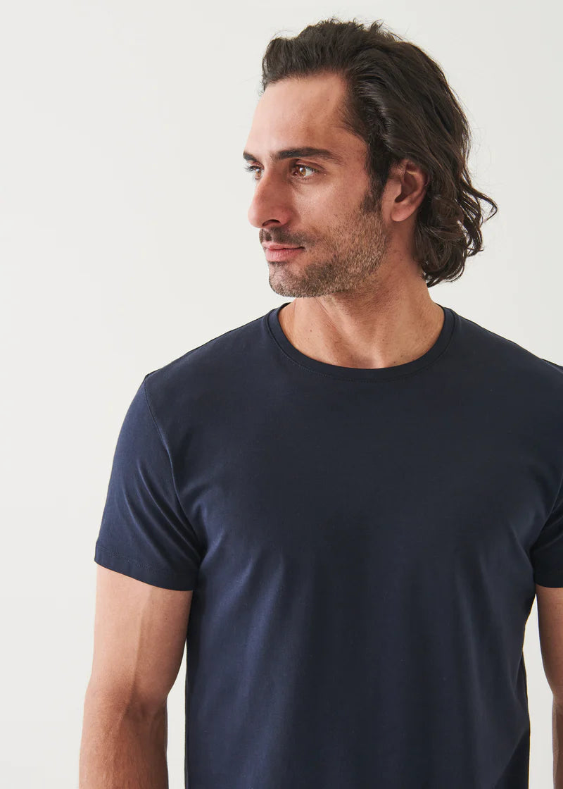 Patrick Assaraf Iconic Pima Cotton Stretch T-Shirt in Navy