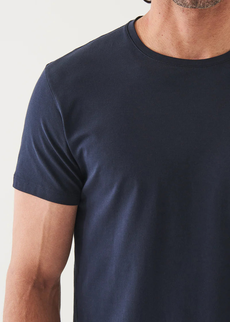 Patrick Assaraf Iconic Pima Cotton Stretch T-Shirt in Navy