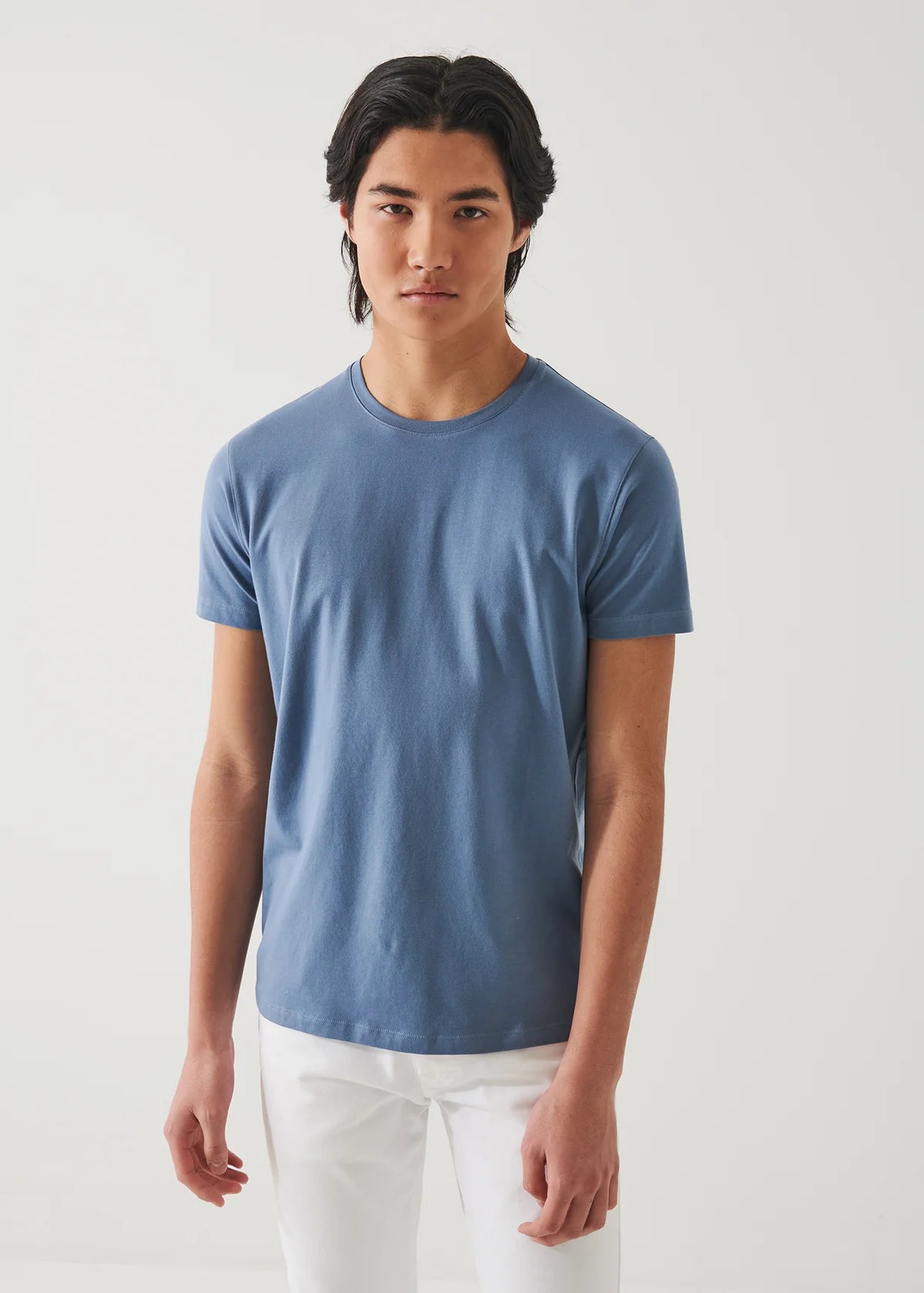 Patrick Assaraf Iconic Pima Cotton Stretch T-Shirt in Blue Steel