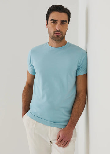 Iconic Pima Cotton Stretch T-Shirt in Arctic Blue
