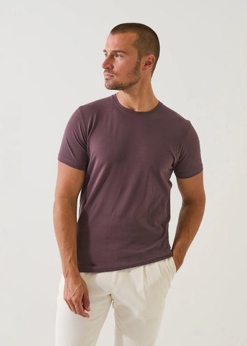 Iconic Pima Cotton Stretch T-Shirt in Plum Wine