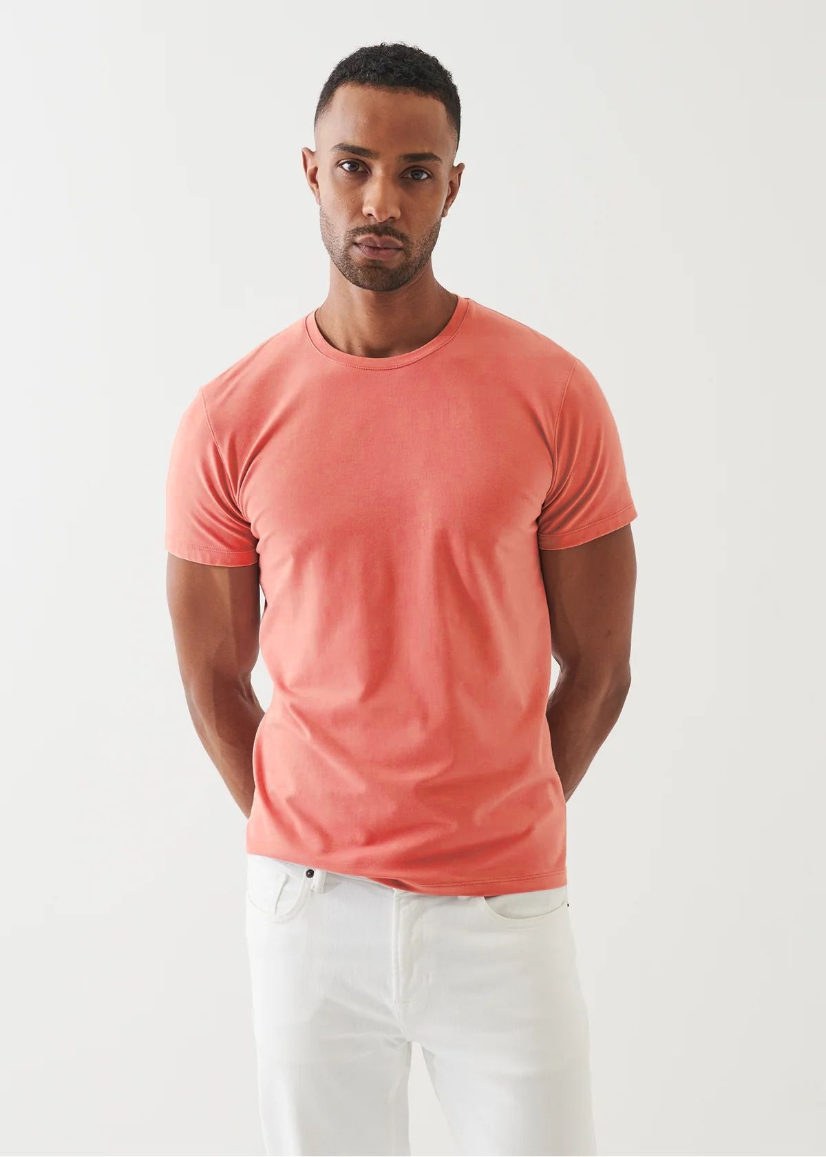 Iconic Pima Cotton Crew Neck in Salmon Pink