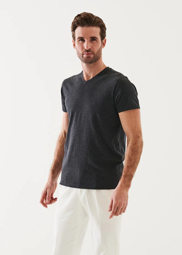 Iconic Pima Cotton V-Neck in Charcoal