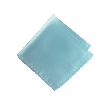 Satin Solid Pre-Tied Pocket Square in Aqua