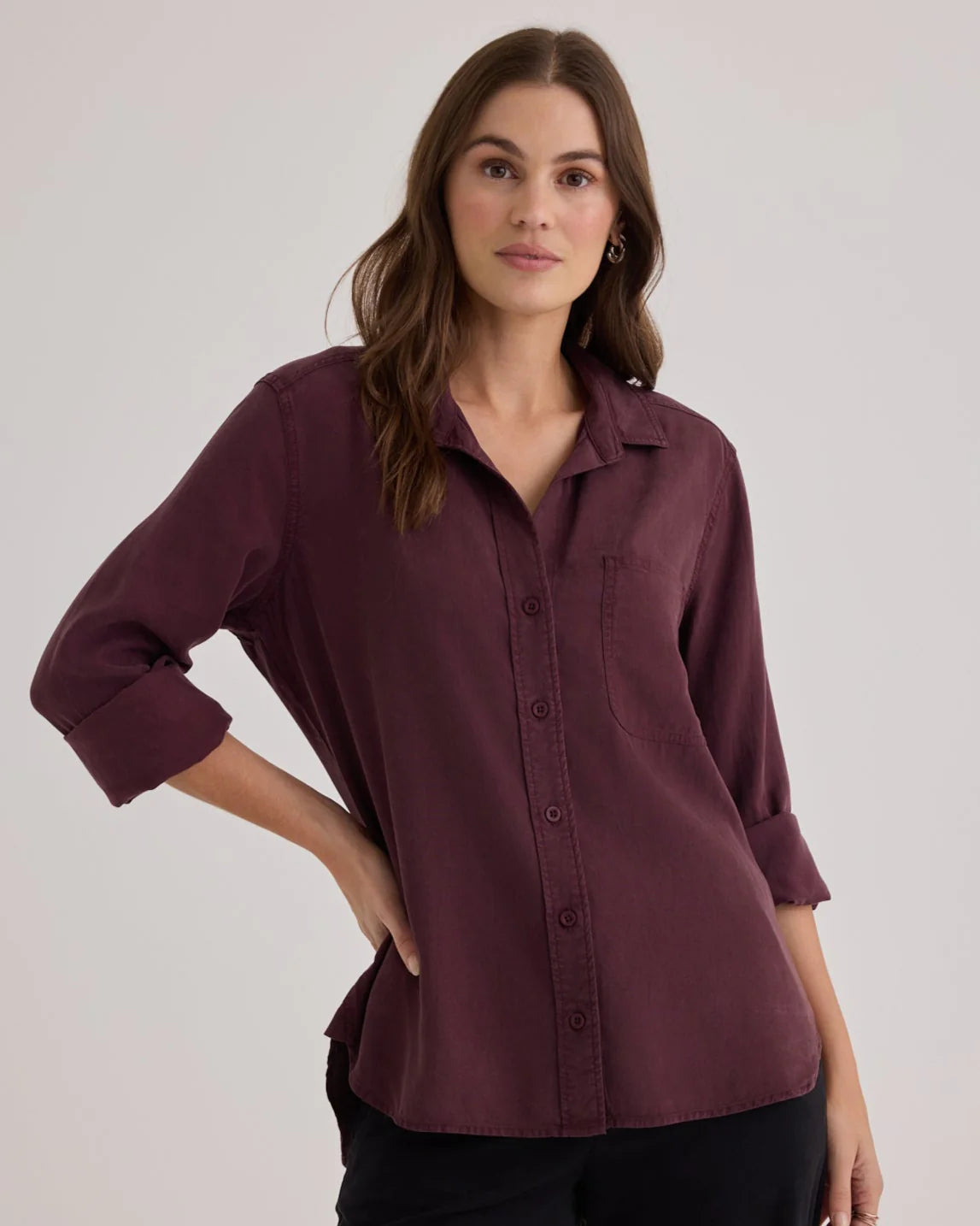 Button Down Shirt in Pinot Noir