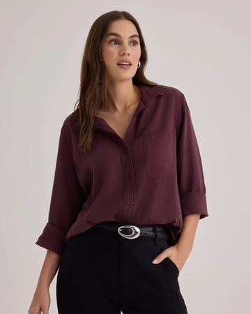 Button Down Shirt in Pinot Noir