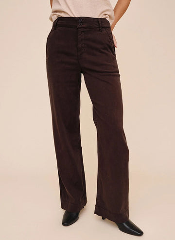 Sydney Wide Leg Pants in Dark Chestnut