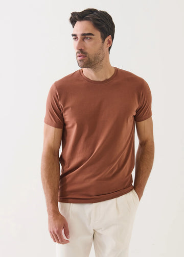 Iconic Pima Cotton Stretch T-Shirt in Seasonal Brick