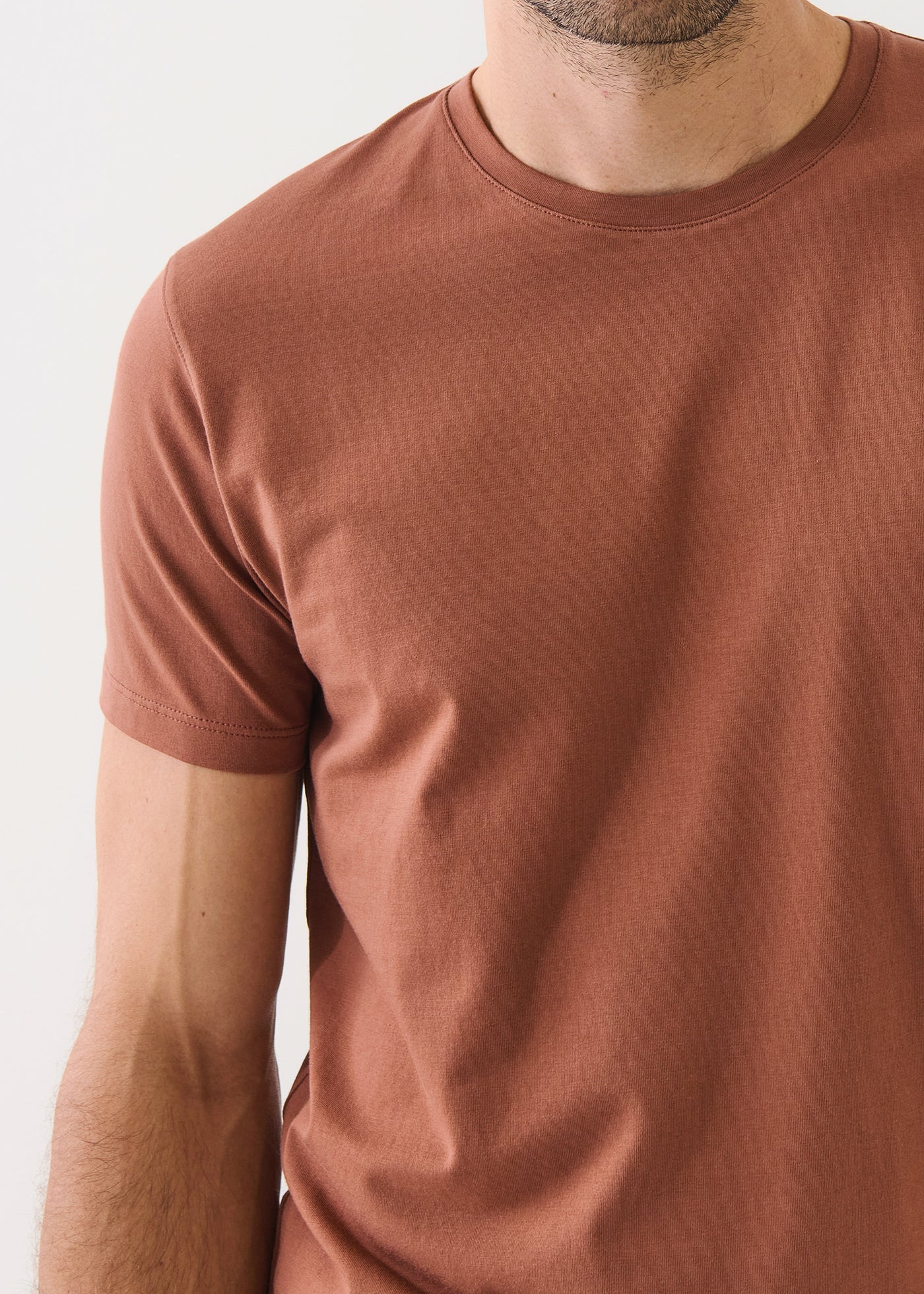 Iconic Pima Cotton Stretch T-Shirt in Seasonal Brick