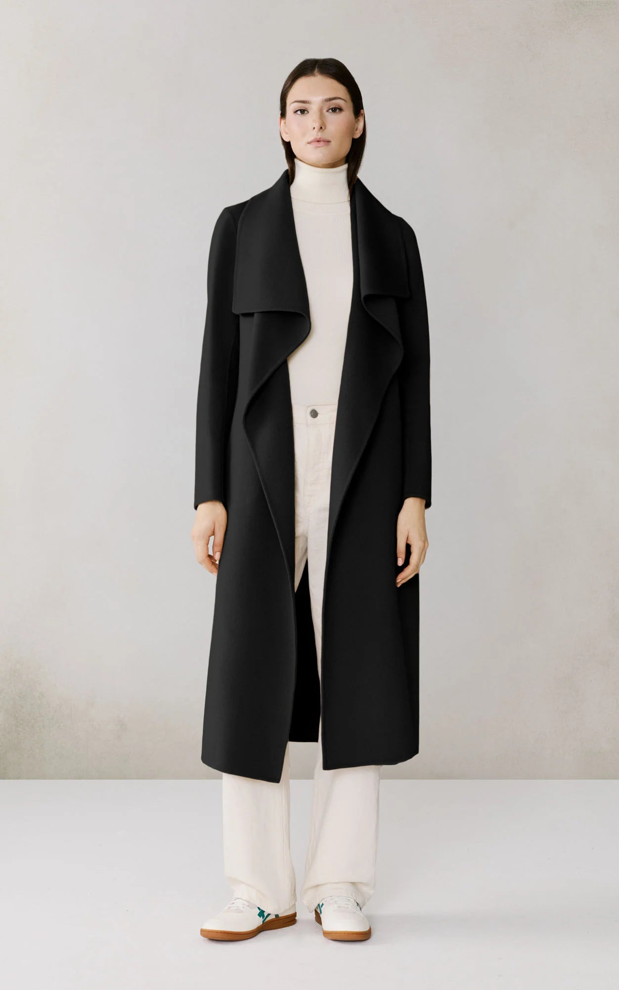 Britta Double Face Wool Wrap Coat in Black