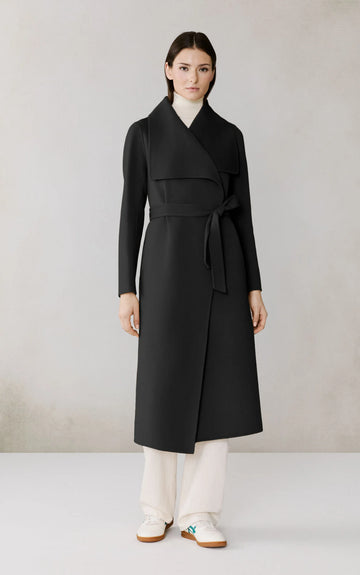 Britta Double Face Wool Wrap Coat in Black