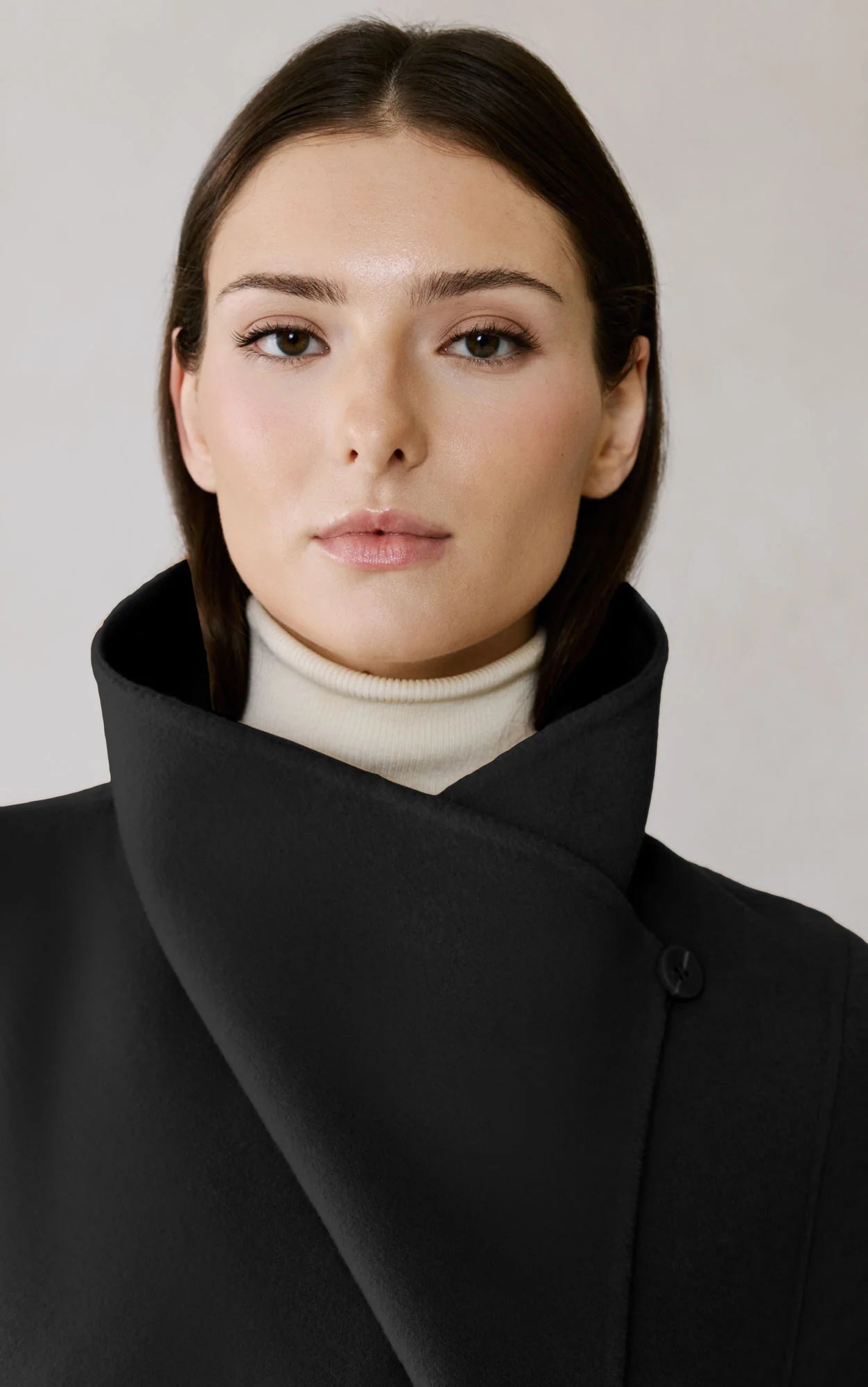 Britta Double Face Wool Wrap Coat in Black