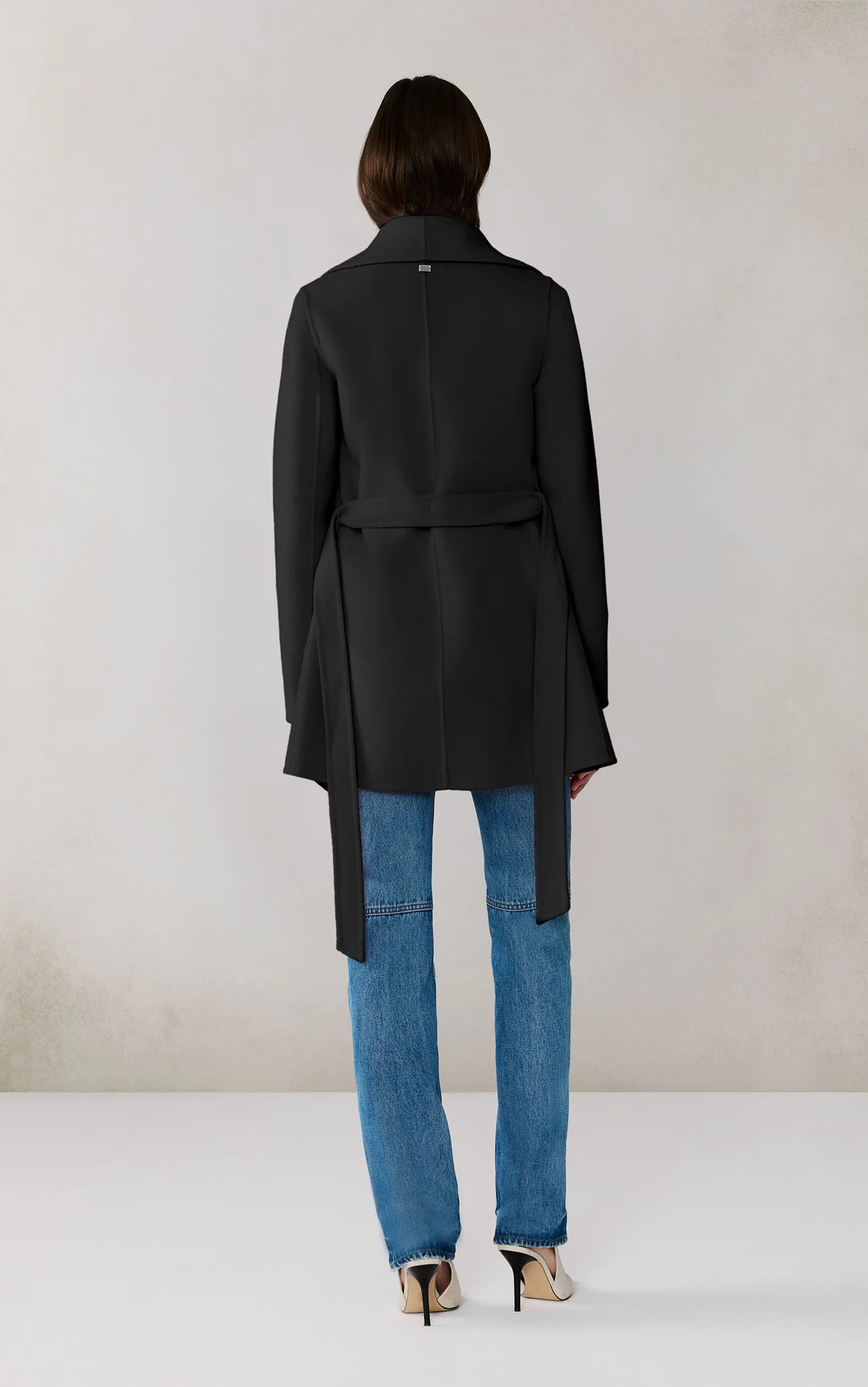 Britta Double Face Wool Wrap Coat in Black