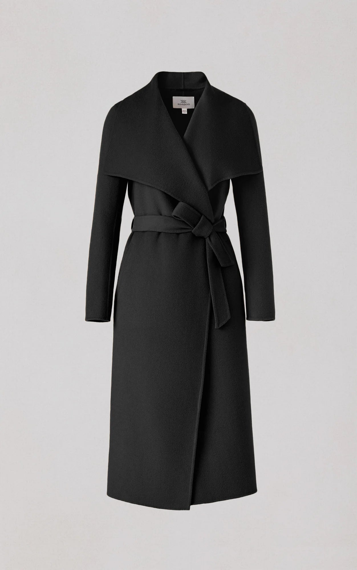 Britta Double Face Wool Wrap Coat in Black