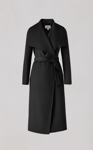 Britta Wrap Coat in Double Face Wool in Black