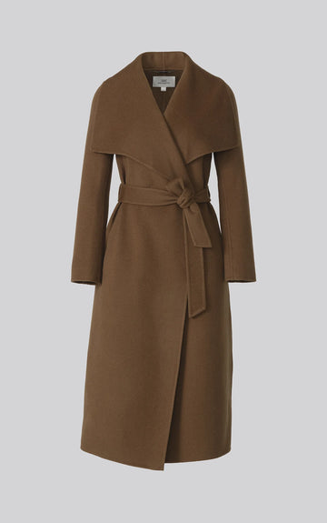 Britta Wrap Coat in Double Face Wool in Espresso