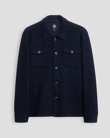 Wool Blend Overshirt in Navy
