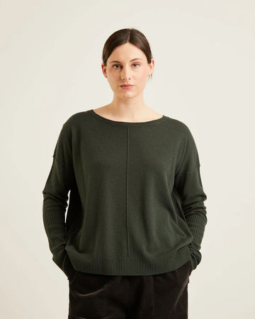 Kent Wool Cashmere Sweater in Deep Olive