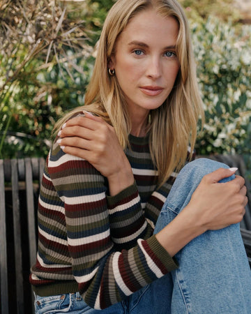 Long Sleeve Crew Tee in Harvest Stripe