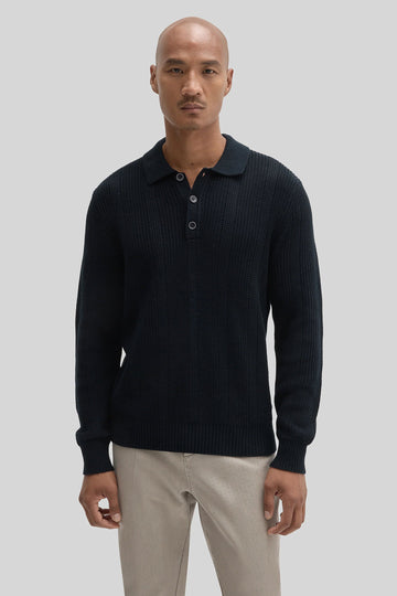 Mercato Sweater Polo in Dark Caspian