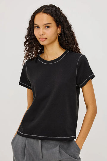 Boyfriend Tee with Contrast Stitching in Black