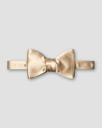 Solid Silk Twill Ready Tied Bowtie in Beige
