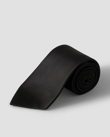 Solid Silk Twill Tie in Black