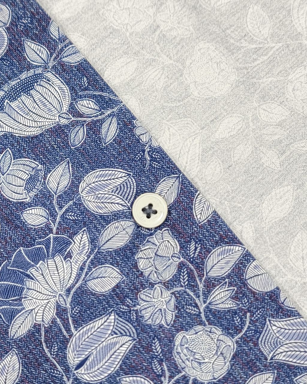Bugatchi OoohCotton Casual Shirt in Blue Graphic Leaves
