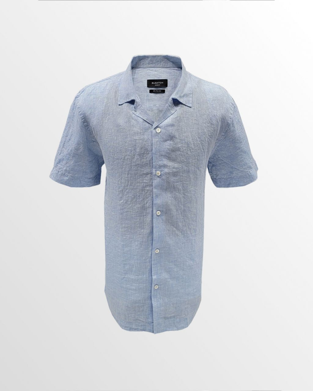 Bugatchi 100% Linen Camp Collar Casual Shirt in Blue