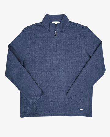 Quilted 1/4 Zip Pullover in Blue