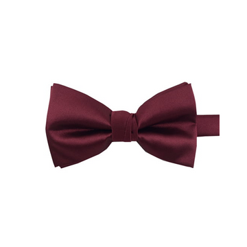 Satin Solid Pre-Tied Bowtie in Burgundy