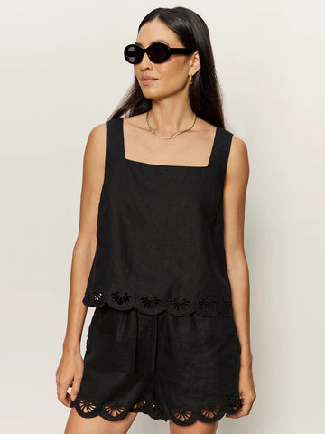 Almost There Linen Top in Black