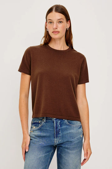 Cotton Cashmere T-Shirt in Espresso