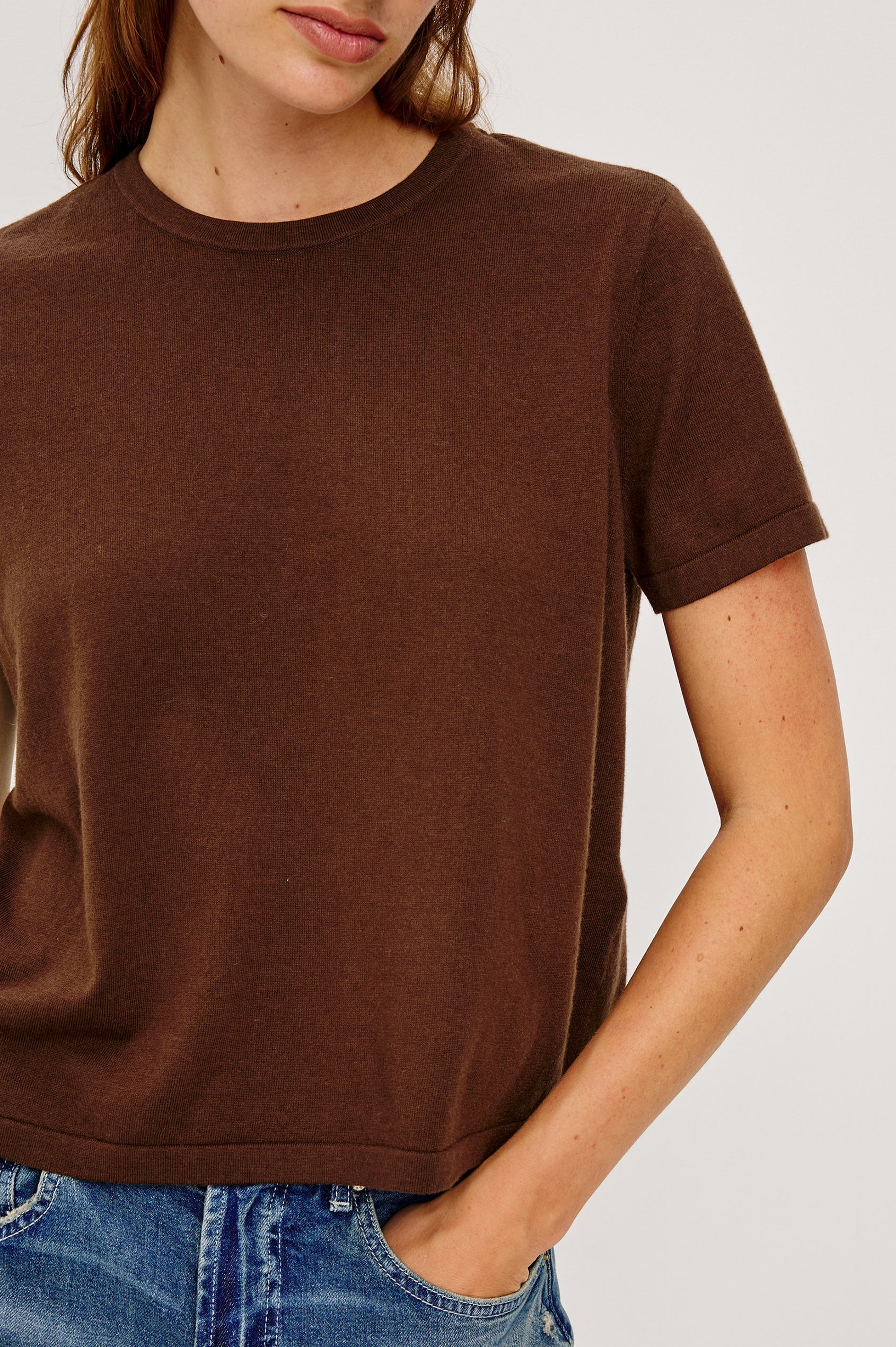 Cotton Cashmere T-Shirt in Espresso