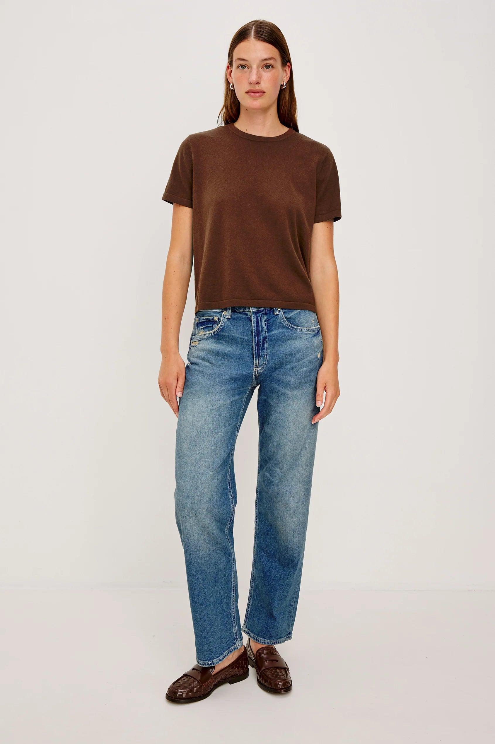 Cotton Cashmere T-Shirt in Espresso