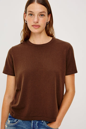 Cotton Cashmere T-Shirt in Espresso