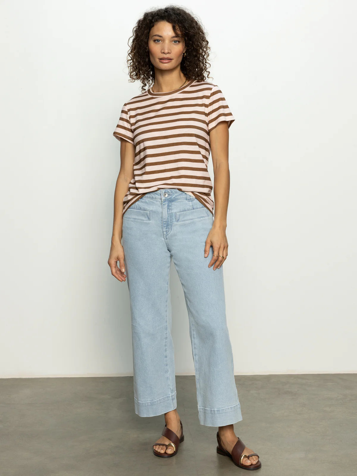 The Perfect Tee in Earth Pink/Sepia Stripe