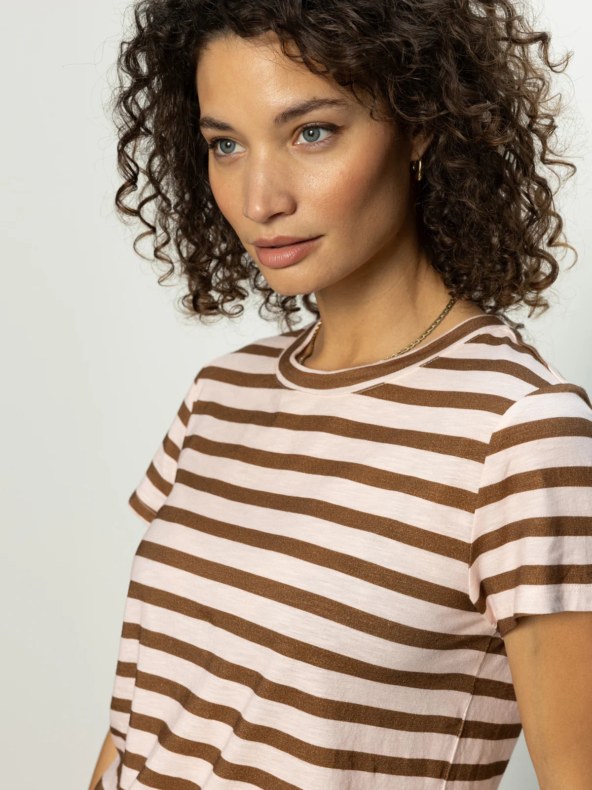 The Perfect Tee in Earth Pink/Sepia Stripe