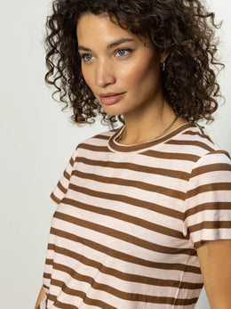 The Perfect Tee in Earth Pink/Sepia Stripe