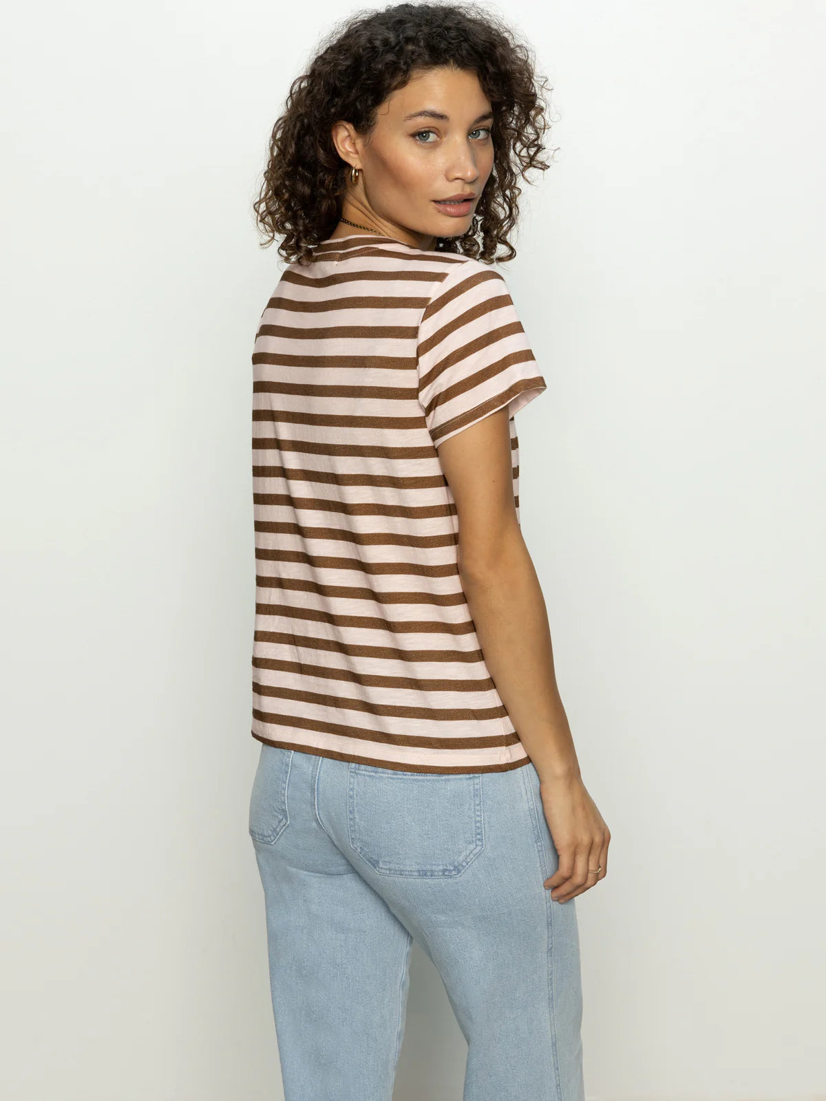 The Perfect Tee in Earth Pink/Sepia Stripe