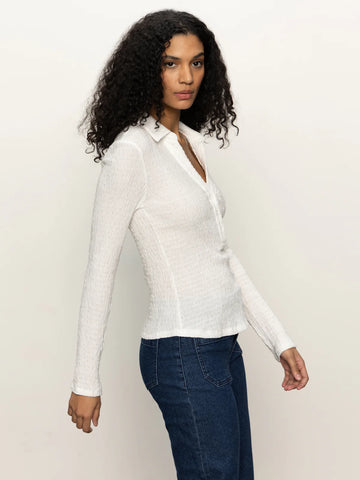 Long Sleeve Textured Top in Chalk
