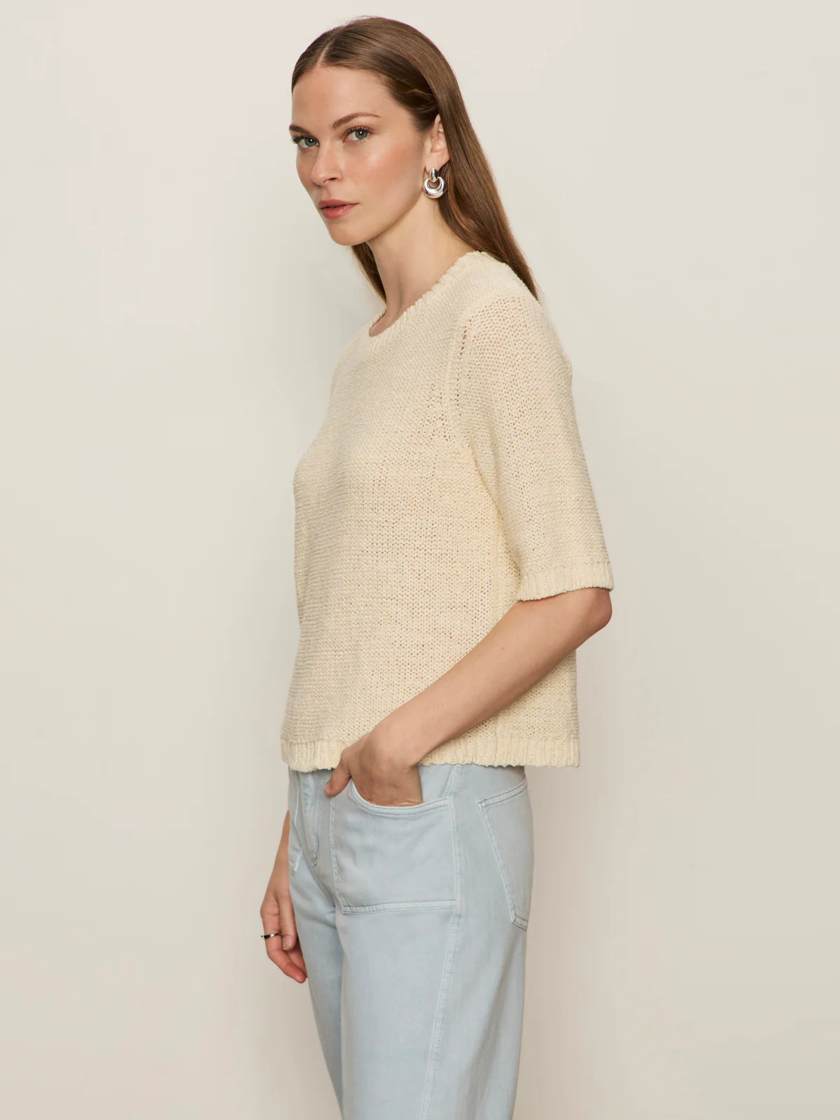 Tape Yarn Tee Macrame in Cream